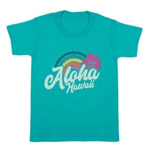 NWT Aloha Hawaii Rainbow Tee (Ocean Blue color) in girls size medium
